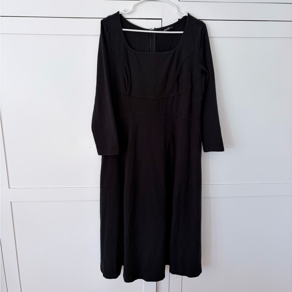 EShakti Black Round Long Sleeve Midi Dress Size Medium - Picture 1 of 6